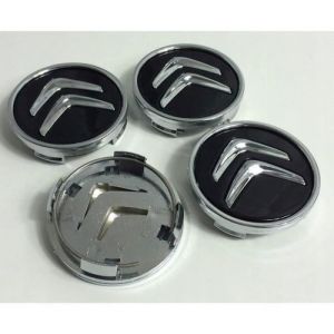 MOYEU DE ROUE 4pcs Caches Moyeu Centre Roue 60mm CITROEN Noir Logo Enjoliveur