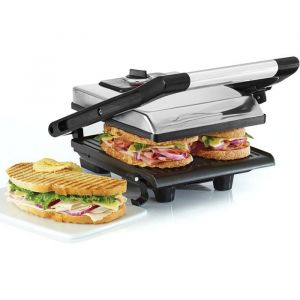 Presse &Agrave; Panini Appareil &Agrave; Sandwich Et Grill Int&eacute;rieur &Eacute;lectrique Avec Deux Plaques Antiadh&eacute;sives Couvercle R&eacute;glable En
