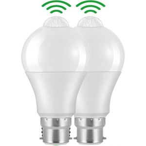 Ampoule Detecteur de Mouvement B22 Ba&iuml;onnette LED 12W 1020lm Blanc Froid 6000 K &eacute;tanches IP42 non dimmable(2 pi&egrave;ces)