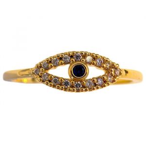 Bague œil Plaqué Or 750/000 et zirconium