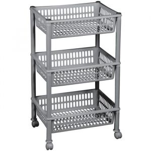 Etag&egrave;re de rangement &agrave; roulettes Plast Team Jumbo - Argent