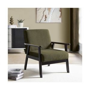 Fauteuil de salon vintage scandinave - Sicaan - ERIK - Fauteuil Velours côtelé - L.65 x P.75 x H.76 cm - Vert foncé