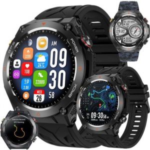 GPS Montre Connect&eacute;e Homme Smartwatch: Boussole Barom&egrave;tre Altim&egrave;tre Appel Bluetooth Fr&eacute;quence Cardiaque SpO2 Sommeil 650mAh pour iOS