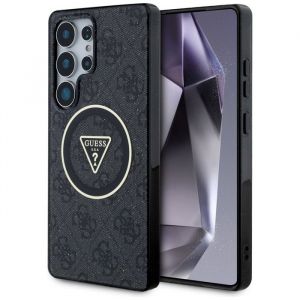 Smartphone Guess - GUHMS25LHG4PRTGK - Coque MagSafe 4G Glitter Triangle tons pour Samsung Galaxy S25 Ultra Noir