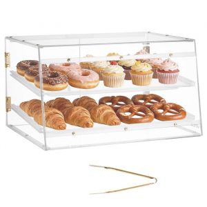 Pr&eacute;sentoir &agrave; P&acirc;tisserie-VEVOR-Vitrine de Boulangerie Commerciale 2 Niveaux avec Portes Magn&eacute;tiques 526x400x305 mm