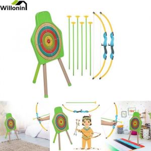 Willonin® Kit de JEUX DEXTERIEUR ​tir à l’Arc: 2 arc recourbé 6 flèches à ventouse et 1 cible pour deux enfant jouet jardin ZCY