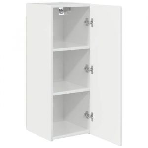 Printemps 2026 SoldesMeuble TV Suspendu - Armoire multim&eacute;dia/Cabinet HIFI Mural - Montage mural Blanc Brillant 30 x 31 x 80 cm 559