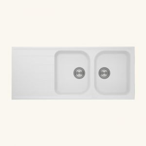 &Eacute;vier granit blanc Schock VIOLA 2 bacs 1 &eacute;gouttoir