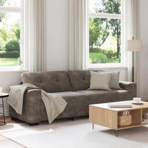 Canap&eacute; 3 places gris fonc&eacute; 180 cm en simili cuir