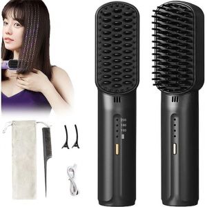 Mini fer à lisser Glättbürste Haarglättungsbürste sans fil et Portable fer à lisser de Voyage batterie Rechargeable Redres