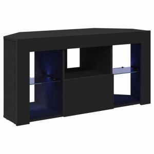 En solde Meuble TV dAngle pour T&eacute;l&eacute;vision - CLOUD - Meuble T&eacute;l&eacute; Bas - avec LED - Noir 100x40x50 cm Bois ding&eacute;nierie LL5529