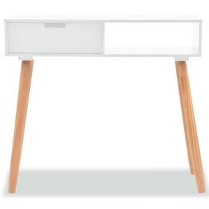 Table console en Bois-Pour bureau ou maison-80 x 30 x 72 cm-Pin massif-Blanc
