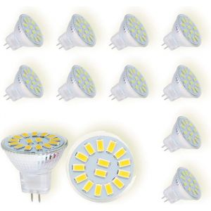 Ampoules LED MR11 GU4 12V Blanc Froid 6000K 500LM 120&deg; AngleAmpoules LED Spot Non Dimmable Lot de 10