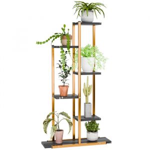 Porte Plante Fer Forg&eacute; &Eacute;tag&egrave;re Plante avec 6  Tablettes Support Pot de Fleurs pour Balcon Jardin Terrasse 60x20x106cm
