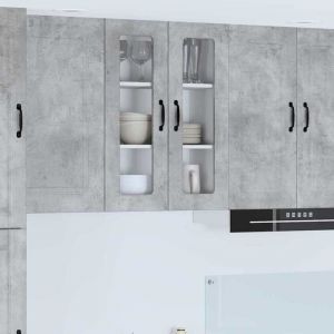 Moderne Meuble mural de cuisine - Meuble haut/Armoire suspendue avec &eacute;tag&egrave;re Gris b&eacute;ton 60 x 31 x 80 cm@FR(456151）