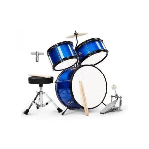 LALAHO - Batterie pour enfants kit de batterie 3 pièces pour débutants avec tabouret à partir de 3 ans - Bleu