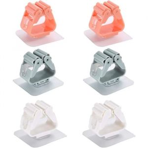 Porte Balais Mural6pcs Porte Balais MuralSans Support de Balai Mural Perfor&eacute;Accroche Balai Adhesif AutocollantAccroche Balai