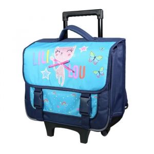 BAGTROTTER Cartable à roulettes 38 cm Lili Lou Chat Bleu