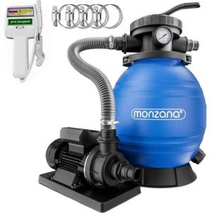 MONZANA® Système de filtre à Sable 10.200L/h pompe piscine auto-amorçage testeur d’eau chlore pH 400W Ø32-38mm 7 voies certifié TÜV