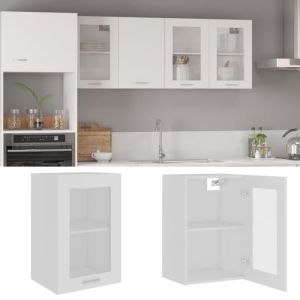 BEST SALE® Armoire en verre suspendueCommode Meuble haut de cuisine Caisson haut de cuisine Blanc 40x31x60 cm Aggloméré  42966