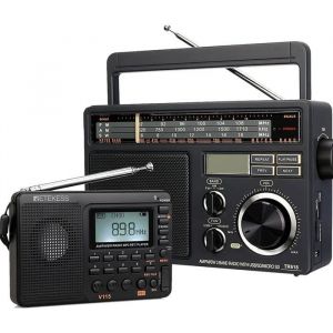 Retekess V115-TR618 Radio Portable Radio AM FM SW Minuterie de Sommeil Carte TF Lecteur MP3 Enregistreur Radio Pile et