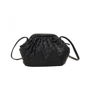 Sac en cuir PU tressé sac bandoulière tendance noir