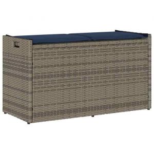 BEST-HOME Banc pour Cour TerrasseCoffre de rangement ext&eacute;rieur coussin gris 100 cm r&eacute;sine tress&eacute;e nvq8737