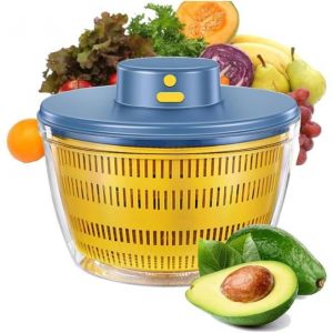 Essoreuse &agrave; Salade &eacute;lectrique4000ML Grande Capacit&eacute; Essoreuse &agrave; Salade AutomatiqueD&eacute;shydrateur pour Fruits et l&eacute;gumes avec Couverc