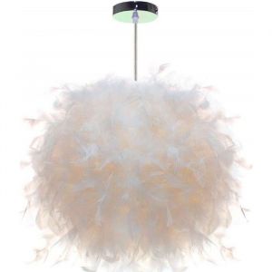 Suspension Plume Luminaire Blanche Moderne E27 Lustre Abat-Jour 30cm 40W