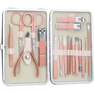 Kit Manucure Pedicure Manicure Set Set Manucure Ongle Trousse Manucure Pedicure Set de 18pcs avec étui en Exquis Cuir