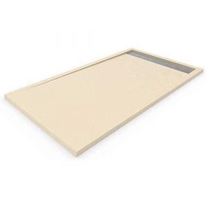 160X80 cm Receveur de douche en r&eacute;sine extra-plat avec cadre Cr&egrave;me 160 X 80 X 6 cm