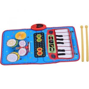 TAPIS DE JEU ENFANT Tapis Musical 2 en 1 avec Sons de Tambour de Piano Tapis de Tambour pour b&eacute;b&eacute; Jouets sensoriels au Sol Tapis d