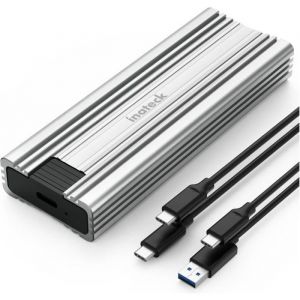 Inateck Boîtier SSD M.2 NVMe, Transmission de 10Gbps, M.2 SATA et NVMe SSD Soutenus avec câbles USB A vers C et USB C vers C