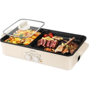 Appareil A Fondue Chinoise Hot Pot Et Barbecue Electrique 220V Hotpot &Eacute;lectrique Barbecue Cor&eacute;en De Table Interieur Sans