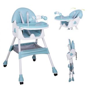 SINBIDE®Chaise haute enfant pliable et réglable en hauteur avec ceinture de sécurité 5 points dossier réglable en 4 positions