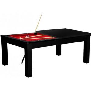 Table à manger convertible en Billard 7FT - Meyer - Noir - Tapis Rouge