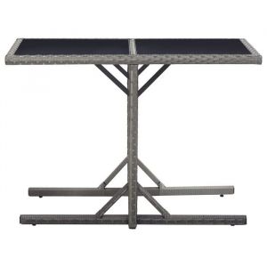 (51361)Table Cadre stable CHICTable de jardin Anthracite 110x53x72 cm Verre et résine tressée FR
