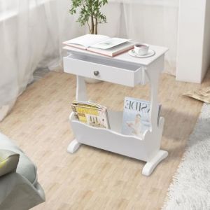 Porte-revue-meubles de rangement Porte-journaux contemporains Melrose Blanc