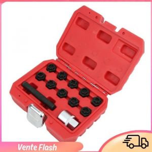 Dilwe Jeu de dissolvant décrou de roue Jeu De Clés Écrou 12Pcs Douille Écrou De Roue Outil Écrou De Roue Antivol moto outillage