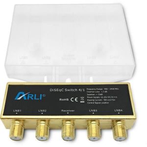 ARLI Commutateur DiSEqC 4/1 4 Entr&eacute;es LNB 1 Sortie R&eacute;cepteur Full HD 3D 4K