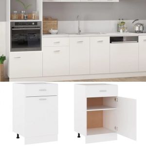 Armoire de plancher &agrave; tiroir Meuble bas cuisine Armoire rangement Blanc 50x46x815cm Bois ing&eacute;nierie 8440042 FrenchDays