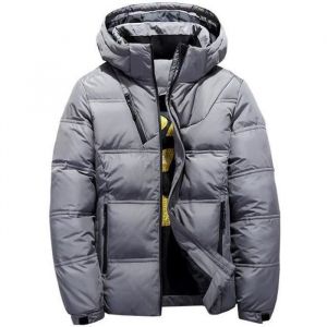 Doudoune Homme Funmoon Hiver Chaud - Noir Rouge Gris clair - À Capuche - Polyester Duvet de Canard
