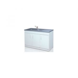 Meuble sous &eacute;vier KIT en 120cm blanc GENTE 3 portes