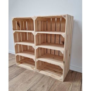 Caisse bois - PYXIDAS - Caisses avec 3 étagères - 75x40x30 cm - Lot de 2 - Naturel