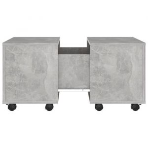 Table basse - VINGVO - YIN(806862) - Gris béton - 60x60x38 cm - Extensible avec roues