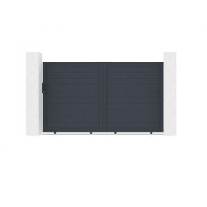 Lot Portail Coulissant et Portillon - Casanoov - EIGER - 3m H.178cm - / Portillon 1m H.178cm - Gris anthracite - Aluminium