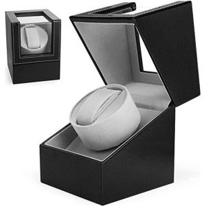 Remontoir de Montre bo&icirc;tier de Remontoir &agrave; Montres bo&icirc;te de Montre &agrave; remontage Automatique en Cuir avec Moteur Silencieux pour