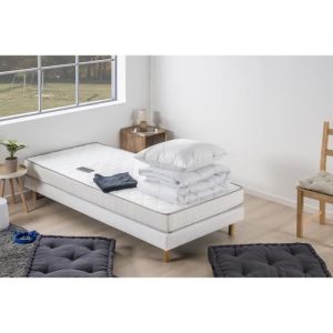 Pack prêt à dormir Matelas 90x190 cm + Sommier + Couette + 1 oreiller 60x60 cm - 14 cm - DEKO DREAM TOP