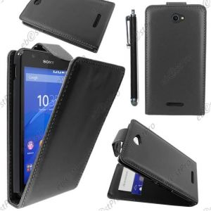 Coque - ebestStar - Sony Xperia E4G E4G Dual Etui Housse PU Cuir Rabat Flip + Stylet Noir [Appareil: 133 x 71 x 10.8mm 4.7]