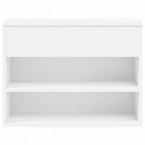 Banc &agrave; chaussures bottes commode &eacute;tag&egrave;re meuble entr&eacute;e rangement 60 x 30 x 45 cm bois d&rsquo;ing&eacute;nierie blanc 02_0022889